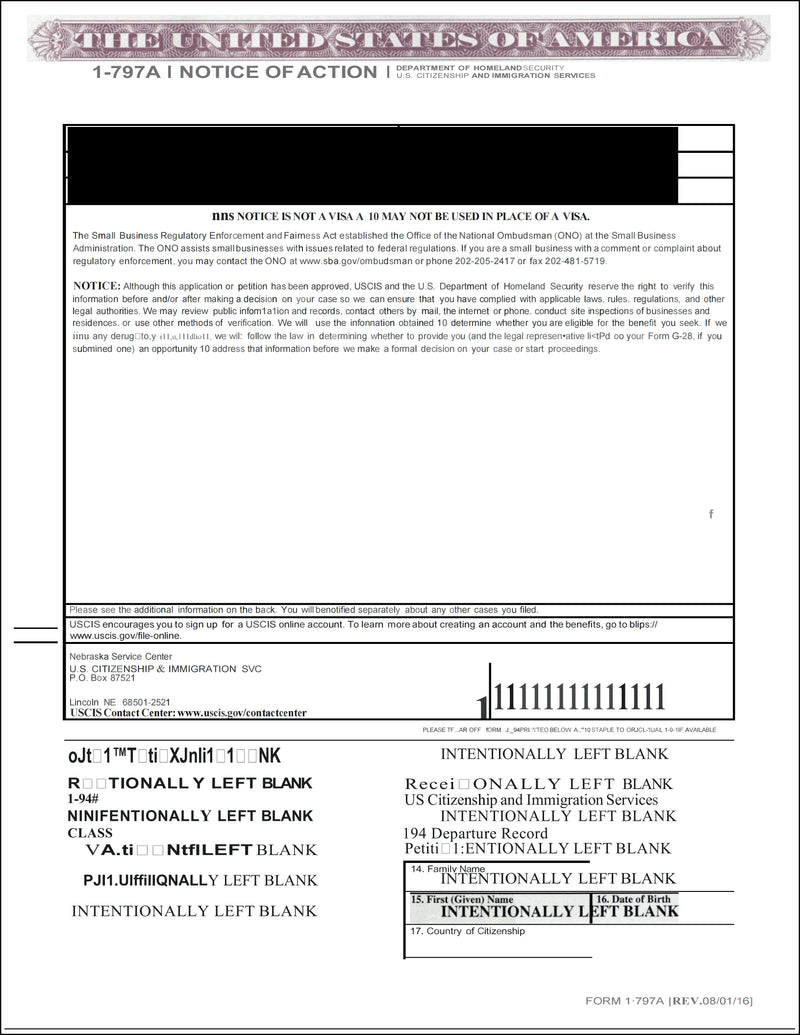 USCIS I-797C Approval Notice
